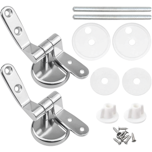 Kit complet moderne HM universel en alliage de zinc argenté et acier inoxydable, charnières de siège de toilette non électriques avec plaque de couvercle amortie à fermeture douce - Product Image 2