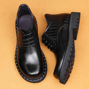 Bottines Chelsea de luxe à imprimé crocodile pour hommes, tendance britannique, chaussures en cuir décontractées pour le travail, chaussures en cuir véritable polyvalentes, bottines à la cheville - Product Image 4