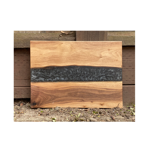 Planche à découper en résine noire et bois gravé naturel organique totalement cuisine bois hacher grande planche à fromage rectangulaire - Product Image 5