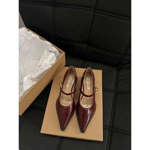 รองเท้าส้นสูงสไตล์เรโทรแบบแมรี่เจนสำหรับผู้หญิง ฤดูใบไม้ร่วง-ฤดูหนาว ดีไซน์หรูหรา ส้นหนา สีดำ สไตล์เกาหลี - Product Image 5