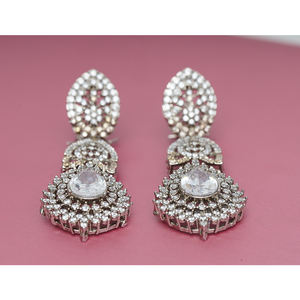 Conjunto de Collar chapado en oro sólido de 24 quilates hecho a mano para mujer circón blanco zarcon transparente para boda fiesta compromiso uso nupcial - Product Image 2