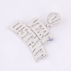 Élégant pendentif lettre classique en or blanc 14 ct avec diamants de laboratoire Bling Bling parfait pour les occasions spéciales - Product Image 5