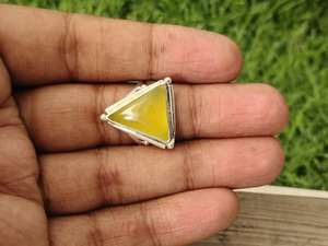 Anillo Llamativo Calci Amarillo Estilo Bohemio Hecho A Mano Conjunto de Bisel de Piedra Natural en Plata Esterlina para Bodas y Fiestas - Product Image 2