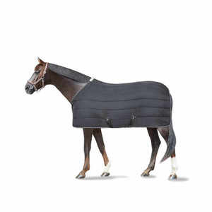 Alfombra de caballo de invierno de peso pesado de alta calidad, manta de equitación de poliéster impermeable a prueba de viento negra con carcasa de malla - Product Image 4