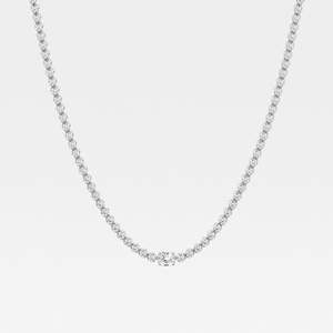 Lujosa joyería hecha a mano de alta 18K oro blanco sólido y corte ovalado laboratorio cultivado diamante estación única collar de tenis mejor para regalos - Product Image 2