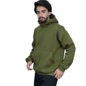 Sudadera con Capucha Personalizada para Hombre, Color Verde Oliva, Mezcla de Algodón y Felpa, Logotipo Impreso Personalizado en la Parte Delantera, Corte Regular, Ropa de Invierno - Product Image 1