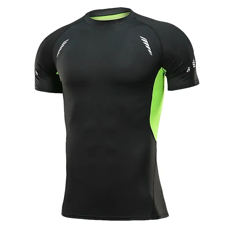 High Quality Custom Printing Wholesale Compression Shirts Men Gym Sports Athletic Slim Fit Short Sleeve Shirts