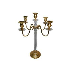 Bougeoir décoratif de pièce maîtresse de nouvel hôtel design de luxe bougeoir de candélabre à cinq bras plaqué argent - Product Image 1