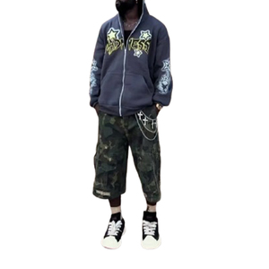 Fashion Apparel Wholesale Bulk Custom Embroidered <b>Graphic</b> Print Hooded Sweatshirt 450 GSM 100% Cotton Fleece Face <b>Zip</b> <b>Hoodies</b> - Product Image 3