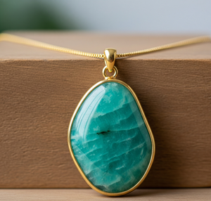 Vente chaude 925 Sterling Silver Dainty Chain 18K Gold Bezel Setting Healing Crystal Pendant Bohemian Amazonite Fashion Dainty - Product Image 2