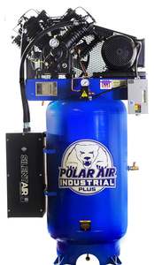 Compresor de Aire Industrial Plus Silencioso Original de 7.5HP, 80 Galones, Vertical, de 2 Etapas, 31CFM, 230V, Monofásico, con Sistema de Drenaje Automático PSP07V080V1 - Product Image 3