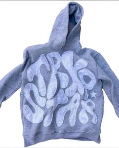 Écusson de LOGO personnalisé brodé en éponge française délavée brodée au soleil surdimensionnée en coton imprimé pull-over sweat-shirt - Product Image 2