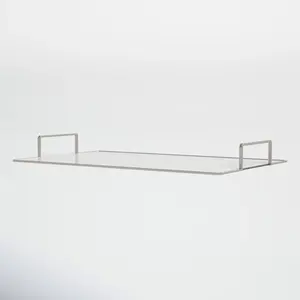 Plateau artisanal à finition métallique pour la décoration d'intérieur, finition dorée antique, plateau en métal de luxe plaqué argent, motif floral, plaqué sécurisé - Product Image 5