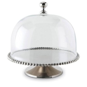 Base de metal redonda para tartas de cumpleaños y bodas, estilo único, para decoración de mesa, juego de dos con cúpula de vidrio, en venta. - Product Image 4