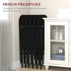 Homcom เก้าอี้พับ4ชิ้นพร้อมเบาะรองนั่งโพลีเอสเตอร์และโครงเหล็กสีดำ - Product Image 6