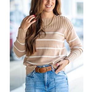 Suéter de Punto de Otoño e Invierno de Buena Calidad para Mujer, Suéter de Cuello Redondo Trenzado, Color Sólido, Tejido Trenzado, Top de Mujer de BD - Product Image 4