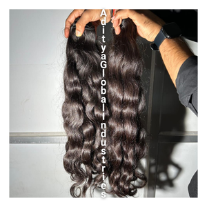 100% cheveux indiens bruts naturels des temples non transformés vierge vague naturelle en vrac cheveux humains cuticule cheveux alignés - Product Image 1