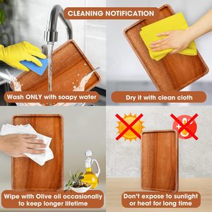 ถาดไม้มะม่วงสี่เหลี่ยมหรูหราพร้อมที่จับสามเหลี่ยมดีไซน์สุดหรูถาดเสิร์ฟอาหารอเนกประสงค์ในครัวสีน้ำตาลเงิน - Product Image 3