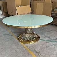 Vente en gros de meubles de salle à manger modernes pour fêtes et banquets, table de mariage ronde en acier inoxydable avec centre doré