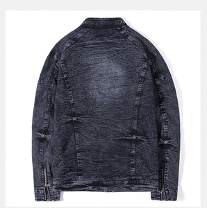 Veste en jean classique décontractée de haute qualité à col montant avec logo sur le devant et fermeture éclair pour homme, mode automne 2024 - Product Image 6