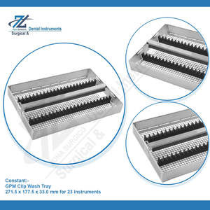 ถาดล้างเครื่องมือผ่าตัดแบบหนีบทำจากสแตนเลส GPM พร้อมช่องใส่ 23 ช่อง สำหรับเครื่องมือผ่าตัดแบบใช้ซ้ำได้ เหมาะสำหรับโรงพยาบาลและทันตกรรม - Product Image 4