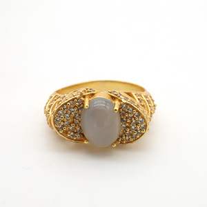 Brass <b>Ring</b> Moonstone <b>Statement</b> <b>Ring</b> Dainty Brass <b>Ring</b> for Women 18k Gold Plated Boho - Product Image 1