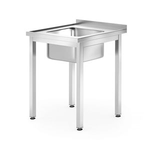 Table d'évier de cuisine profilée 600x600x(H)850mm, évier central boulonné, profondeur 600mm - Product Image 1