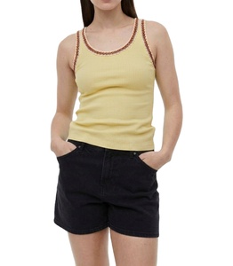 Camiseta sin Mangas para Mujer, Tejida, Ecológica, de Spandex/Poliéster, Color Personalizado, Precio Económico, Corte Regular, Informal, para Verano - Product Image 1
