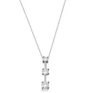 14K White <b>Gold</b> Three-Stone Graduated Diamond Pendant <b>Necklace</b> 0.25ct Three-Stone Diamond <b>Necklace</b> - Product Image 1
