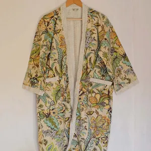 Batas tipo Kimono para mujer, bata larga de seda, ropa de dormir para mujer, kimono bonito de algodón con estampado personalizado en todos los colores y tamaños