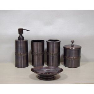 Ensemble de salle de bain en métal de luxe, accessoires de maison haut de gamme, porte-serviettes élégant, distributeur de savon, gobelet à brosse à dents, organisateur de rangement - Product Image 3