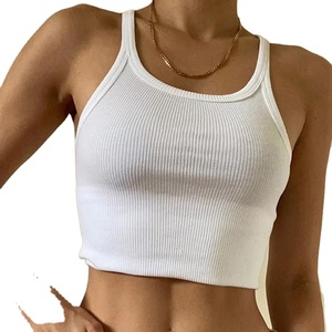 เสื้อกล้ามสำหรับผู้หญิงเสื้อครอปคอตตอนแขนกุดสีขาวระบายอากาศได้ - Product Image 1