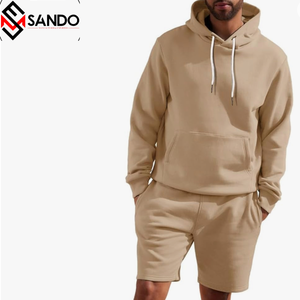 Sudadera personalizada de 2 piezas de algodón y poliéster para hombre, traje de Jogger para correr de invierno, hombro caído de gran tamaño, cuello redondo, costilla de talla grande - Product Image 1