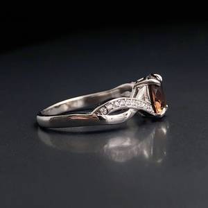 Bague de fiançailles en argent sterling de luxe, quartz fumé Luna, taille ovale, clair, premium, unique, facetté, cadeau de mariage, anniversaire, anniversaire de naissance - Product Image 6