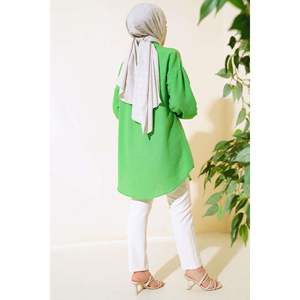 Benetton Chemise formelle pour femme Taille XL Embelli de perles Logo brodé sur le devant Style solide Satin de soie mousseline de soie popeline ample - Product Image 1