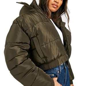 Chaqueta de Invierno para Mujer, Estilo Bomber, de Piel de Oveja, con Logotipo Personalizado, Acolchada, Impermeable, Servicio OEM, Chaqueta de Mezclilla - Product Image 1