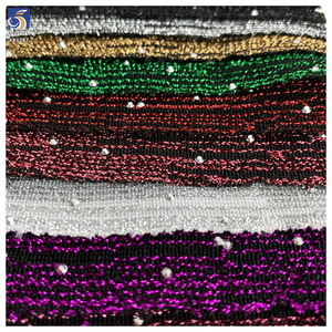 Kain Jacquard Lurex Benang Emas Poliester 100% YX1287 180gsm <span class=keywords><strong>2</strong></span> Yard Dengan Berlian 3D Perak Untuk Pakaian Wanita - Product Image 1