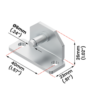 Support de fixation pour œillet ELI1201, blanc, zingué, plié, œillet interne de 6 mm, support de fixation en forme de L à 90 degrés, universel, pour vérins à gaz - Product Image 1