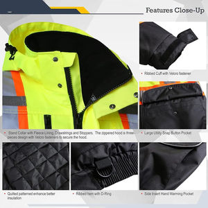 Veste de sécurité OEM personnalisée, vêtements de travail à haute visibilité réfléchissants pour la construction, la route, l'extérieur, veste de protection imperméable - Product Image 6