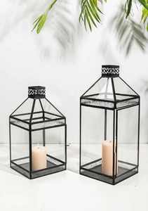Metal and <b>Glass</b> <b>Lantern</b> Modern Interior Decor Accent Perfect for Home Office Bedroom and Living Areas Display From India - Product Image 5