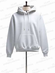 Pull-over thermique d'hiver décontracté pour hommes, tissu en polaire de coton et polyester uni, bouffée d'épaule ample imprimée de logo personnalisé, vente en gros - Product Image 2