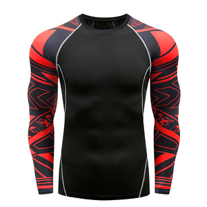 Vente en gros de t-shirt de sport pour hommes, haut de compression à manches courtes, logo personnalisé, vêtements de sport d'entraînement à séchage rapide - Product Image 1