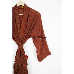 Robe moulante longue en soie respirante et lavable, écologique, à manches longues, motif floral indien, pour femme, nettoyage à sec - Product Image 3