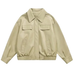 Veste en toile et cuir véritable pour homme, style vintage, décontractée, tendance, marque, coupe ample, moto, bandoulière, imperméable - Product Image 1