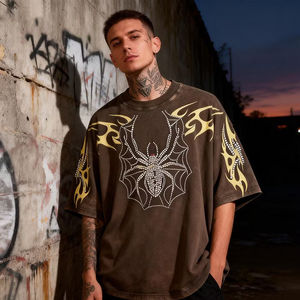 Camiseta de Algodón Extra Grande para Hombre con Estampado Personalizado para Uso Diario Minimalista |   Ropa Casual de Calle - Product Image 1