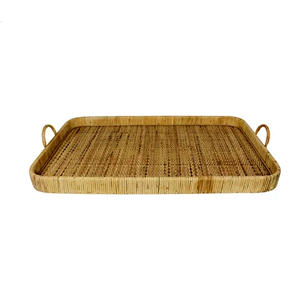 Handmade Natural Rattan Serving <b>Tray</b> with Handles Rectangular Woven Wicker Ottoman <b>Tray</b> <b>Decorative</b> Breakfast Tea <b>Tray</b> <b>for</b> Hotel - Product Image 1