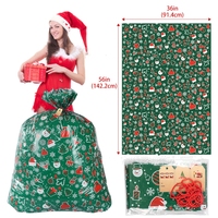 Grand sac OPP durable en forme de lapin pour l'emballage de cadeaux de Noël, cadre photo, couleurs vert et rouge