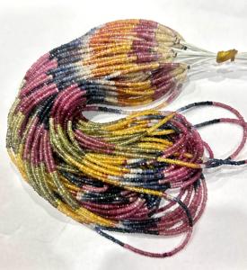 Perles Rondelle à Facettes Multi Saphir Naturel de 16 Pouces de Long Perles de Pierre de 3mm - Product Image 4