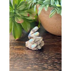 Mark Barney White Opal <b>Sterling</b> <b>Silver</b> <b>Adjustable</b> Fashion <b>Rings</b> - Product Image 1