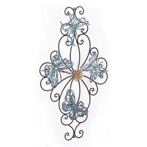 การออกแบบที่หรูหราล่าสุดที่ทันสมัยการออกแบบรูปทรงดอกไม้สีทองและสีน้ําเงินโลหะดอกไม้ผนังศิลปะสําหรับตกแต่งห้องนั่งเล่นในบ้านโรงแรมใช้ - Product Image 1